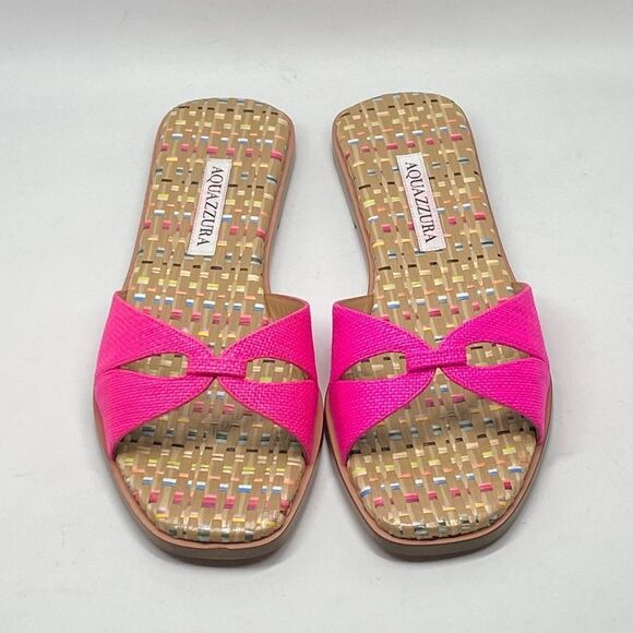 Aquazzura Villette Textile Flat Sandals size 38 - Picture 3 of 11